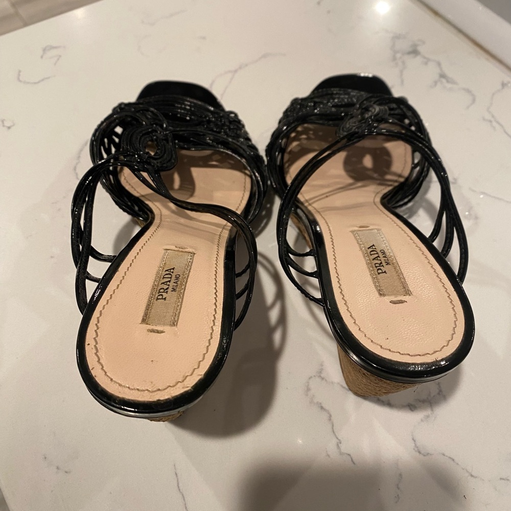 Black Prada Wedge Sandals - Picture 3 of 5